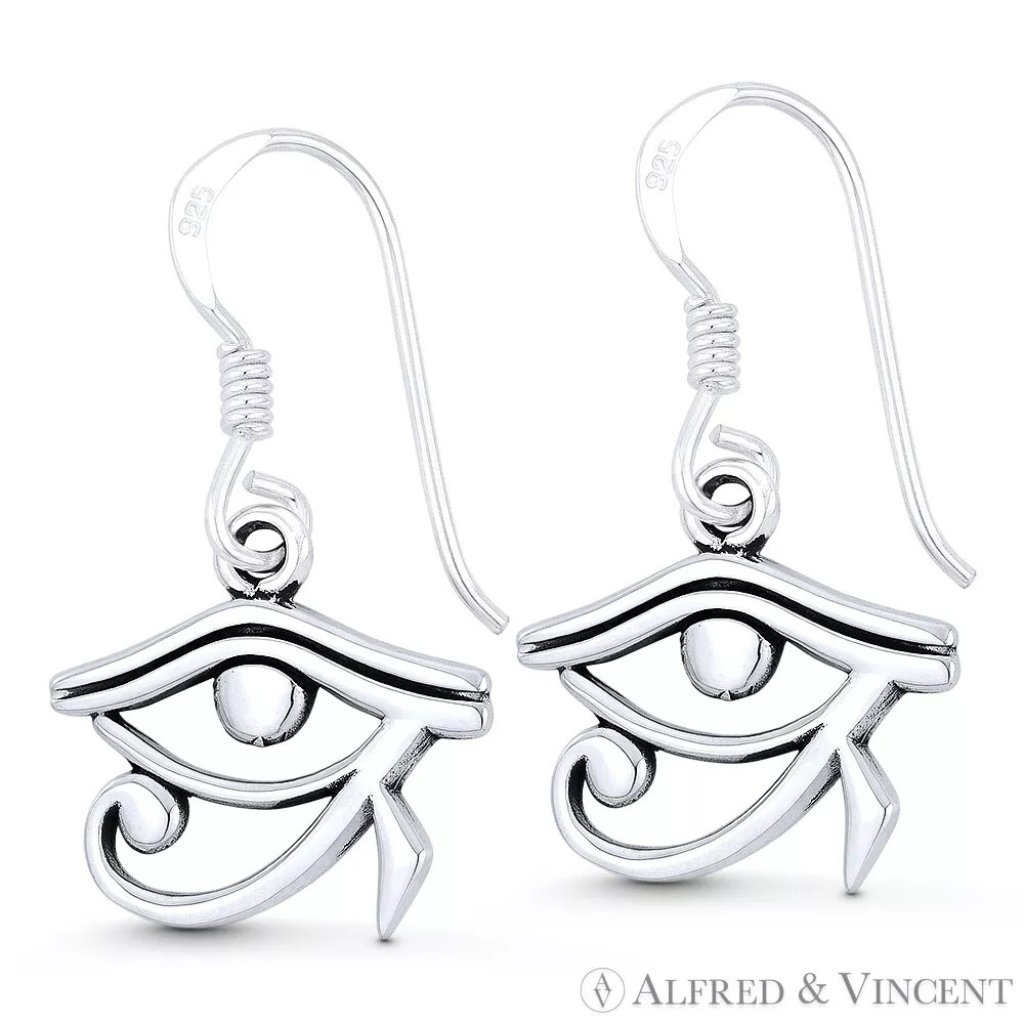 Eye Of Horus Egyptian Luck Charm Dangling Hook Earrings In 925 Sterling Silver 23$